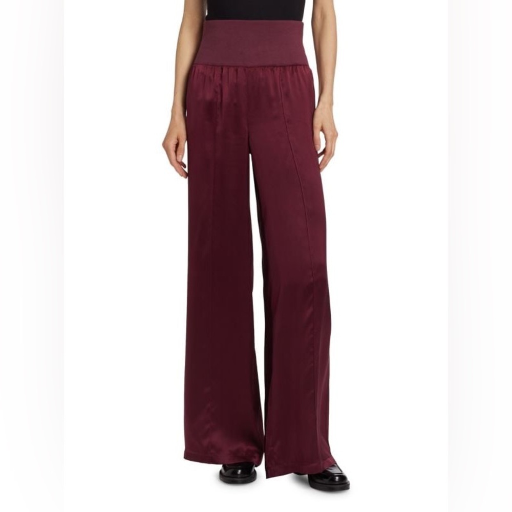NWT! ATM ANTHONY THOMAS MELILLO Silk Charmeuse Wide Leg Pants size Medium M